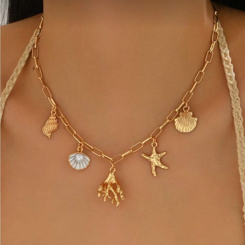 Gold Sea Charm Necklace M684